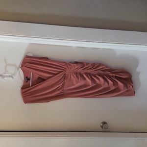 Draped mock neck midi sheath dress